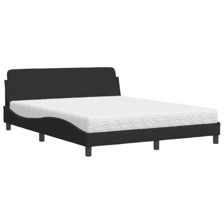 vidaXL Bed met matras fluweel zwart 160x200 cm afbeelding2 - 1