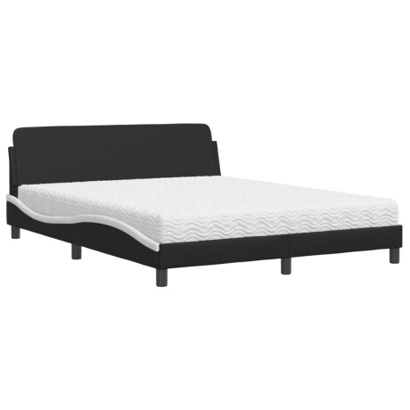 vidaXL Bed met matras "Dover" kunstleer zwart en wit 160x200 cm afbeelding2 - 1