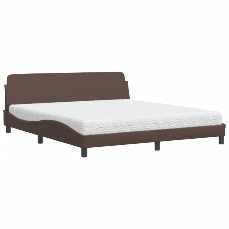 vidaXL Bed met matras kunstleer bruin 180x200 cm afbeelding2 - 1