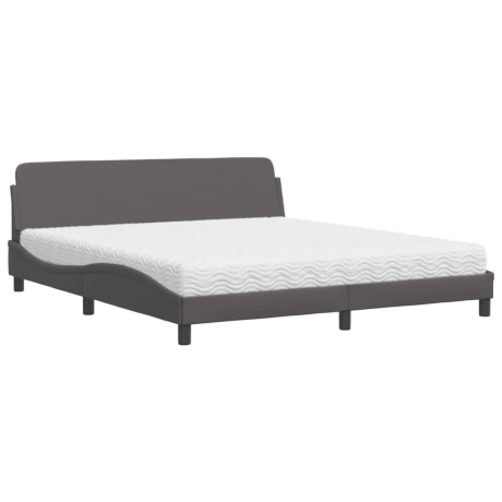 vidaXL Bed met matras "Dover" kunstleer grijs 180x200 cm afbeelding2 - 1