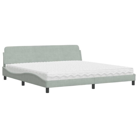 vidaXL Bed met matras "Dover" fluweel lichtgrijs 200x200 cm afbeelding2 - 1