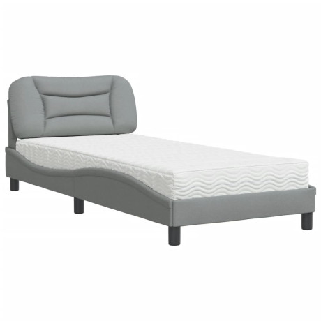 vidaXL Bed met matras stof lichtgrijs 90x200 cm afbeelding2 - 1