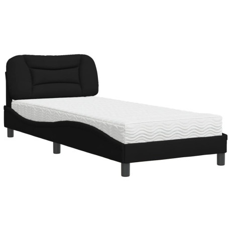 vidaXL Bed met matras stof zwart 90x200 cm afbeelding2 - 1