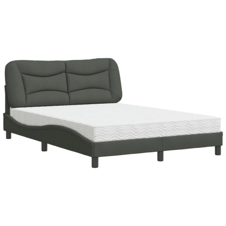 vidaXL Bed met matras "Hvar" stof donkergrijs 120x200 cm afbeelding2 - 1