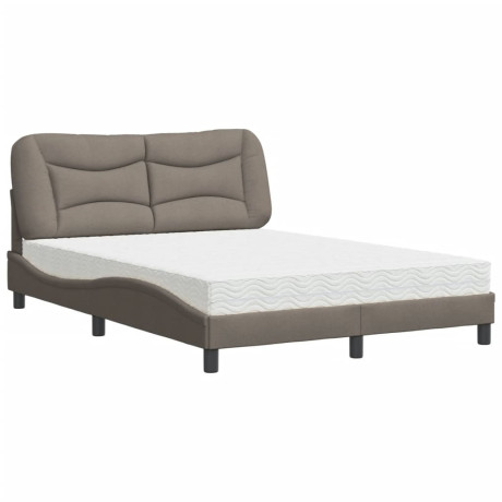 vidaXL Bed met matras "Hvar" stof taupe 140x190 cm afbeelding2 - 1