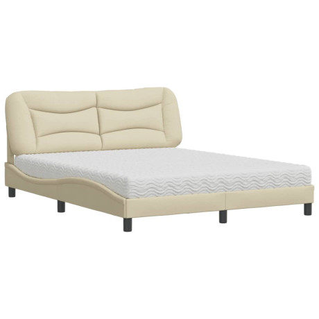 vidaXL Bed met matras "Hvar" stof crèmekleurig 160x200 cm afbeelding2 - 1