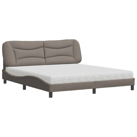 vidaXL Bed met matras stof taupe 180x200 cm afbeelding2 - 1