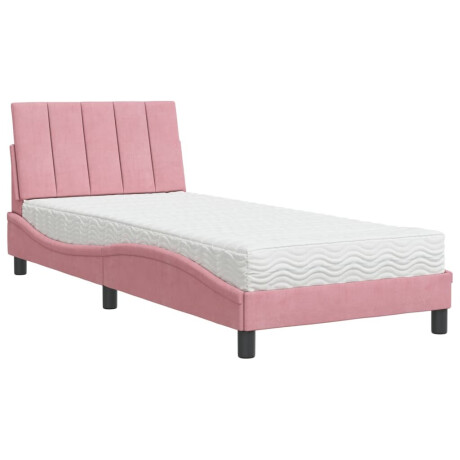 vidaXL Bed met matras "Hanko" fluweel roze 80x200 cm afbeelding2 - 1