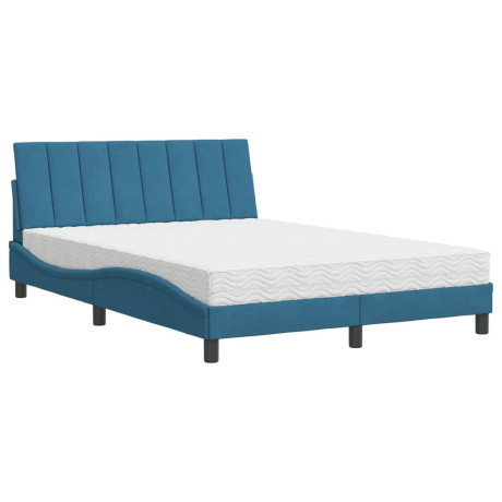 vidaXL Bed met matras fluweel blauw 120x200 cm afbeelding2 - 1