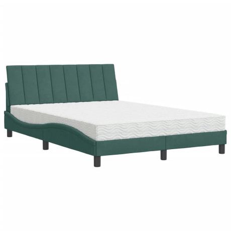 vidaXL Bed met matras "Hanko" fluweel donkergroen 140x190 cm afbeelding2 - 1
