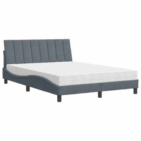 vidaXL Bed met matras fluweel donkergrijs 140x200 cm afbeelding2 - 1