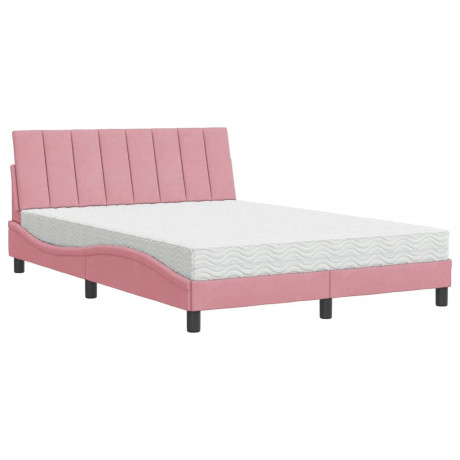 vidaXL Bed met matras fluweel roze 140x200 cm afbeelding2 - 1