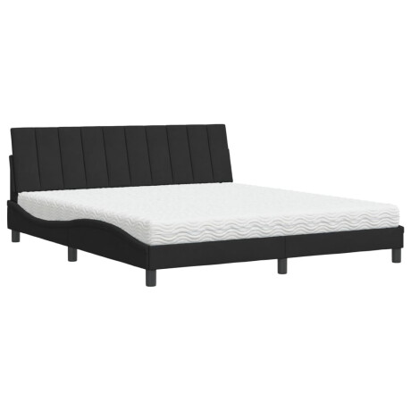 vidaXL Bed met matras "Hanko" fluweel zwart 180x200 cm afbeelding2 - 1