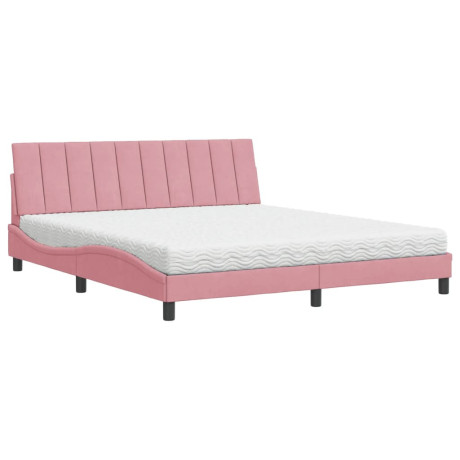 vidaXL Bed met matras fluweel roze 180x200 cm afbeelding2 - 1