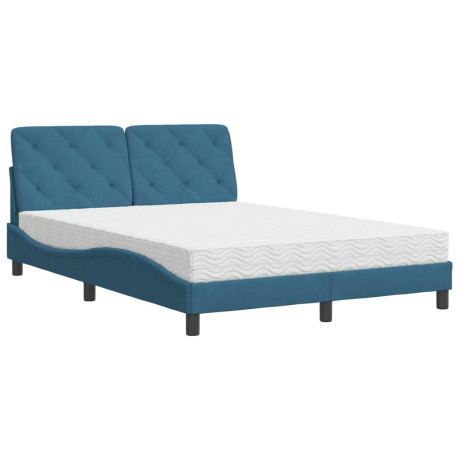 vidaXL Bed met matras fluweel blauw 120x200 cm afbeelding2 - 1