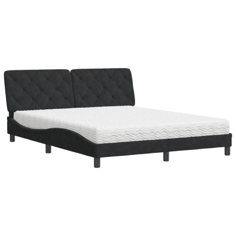 vidaXL Bed met matras fluweel zwart 160x200 cm afbeelding2 - 1