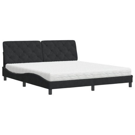 vidaXL Bed met matras fluweel zwart 180x200 cm afbeelding2 - 1