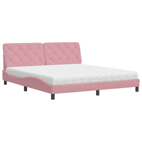 vidaXL Bed met matras fluweel roze 180x200 cm afbeelding2 - 1