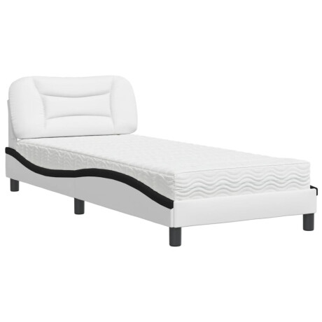 vidaXL Bed met matras "Hvar" kunstleer zwart en wit 80x200 cm afbeelding2 - 1