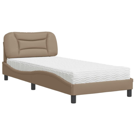 vidaXL Bed met matras kunstleer cappuccinokleurig 90x200 cm afbeelding2 - 1
