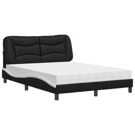 vidaXL Bed met matras kunstleer zwart en wit 120x200 cm afbeelding2 - 1