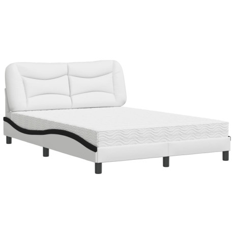 vidaXL Bed met matras kunstleer wit en zwart 140x200 cm afbeelding2 - 1
