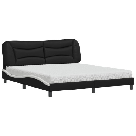 vidaXL Bed met matras kunstleer zwart en wit 180x200 cm afbeelding2 - 1