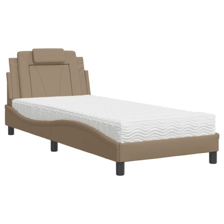 vidaXL Bed "Viana" met matras kunstleer cappuccinokleurig 80x200 cm afbeelding2 - 1
