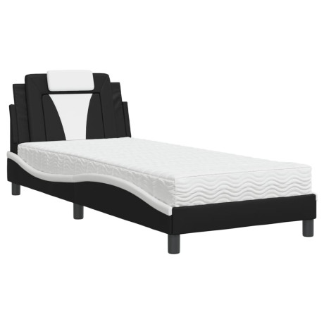 vidaXL Bed met matras kunstleer zwart en wit 80x200 cm afbeelding2 - 1