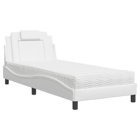 vidaXL Bed met matras kunstleer wit 90x200 cm afbeelding2 - 1