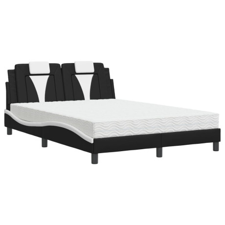 vidaXL Bed met matras kunstleer zwart en wit 120x200 cm afbeelding2 - 1