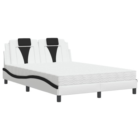 vidaXL Bed met matras kunstleer zwart en wit 120x200 cm afbeelding2 - 1