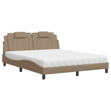 vidaXL Bed "Viana" met matras kunstleer cappuccinokleurig 160x200 cm afbeelding2 - 1