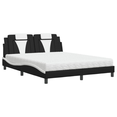vidaXL Bed "Viana" met matras kunstleer zwart en wit 160x200 cm afbeelding2 - 1