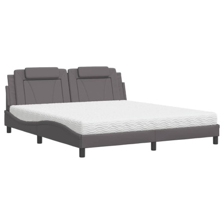 vidaXL Bed met matras kunstleer grijs 180x200 cm afbeelding2 - 1