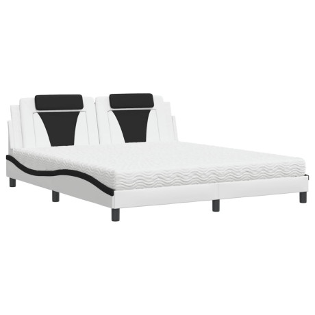 vidaXL Bed "Viana" met matras kunstleer wit en zwart 180x200 cm afbeelding2 - 1