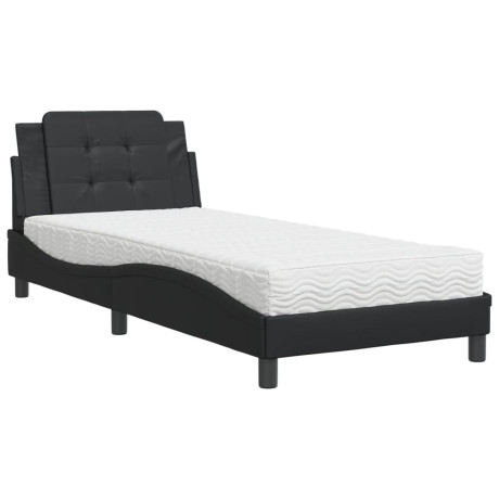 vidaXL Bed met matras kunstleer zwart 90x200 cm afbeelding2 - 1