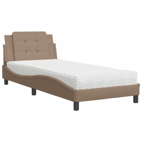 vidaXL Bed met matras kunstleer cappuccinokleurig 90x200 cm afbeelding2 - 1