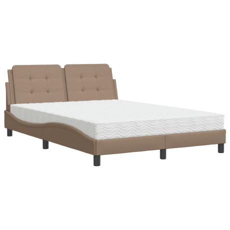 vidaXL Bed met matras kunstleer cappuccinokleurig 120x200 cm afbeelding2 - 1