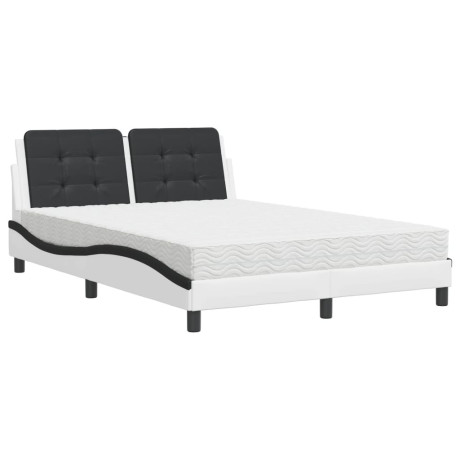 vidaXL Bed met matras kunstleer zwart en wit 120x200 cm afbeelding2 - 1