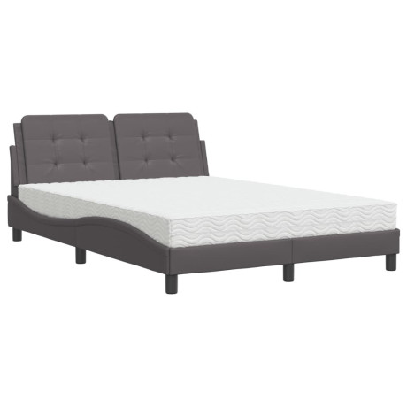 vidaXL Bed met matras "Zadar" kunstleer grijs 140x200 cm afbeelding2 - 1