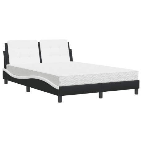 vidaXL Bed met matras kunstleer zwart en wit 140x200 cm afbeelding2 - 1