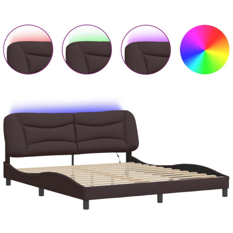 vidaXL Bedframe met LED zonder matras "Hvar" 180x200 cm stof donkerbruin afbeelding2 - 1