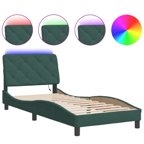 vidaXL Bedframe met LED zonder matras fluweel donkergroen 80x200 cm afbeelding2 - 1