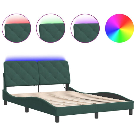 vidaXL Bedframe met LED zonder matras fluweel donkergroen 120x200 cm afbeelding2 - 1