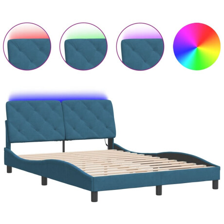 vidaXL Bedframe met LED zonder matras fluweel blauw 140x190 cm afbeelding2 - 1