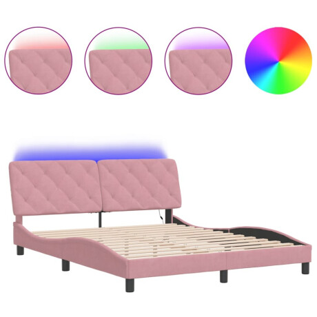 vidaXL Bedframe met LED zonder matras fluweel roze 160x200 cm afbeelding2 - 1