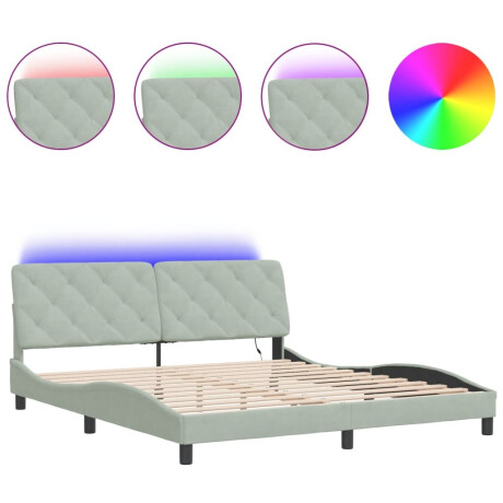 vidaXL Bedframe met LED zonder matras fluweel lichtgrijs 180x200 cm afbeelding2 - 1