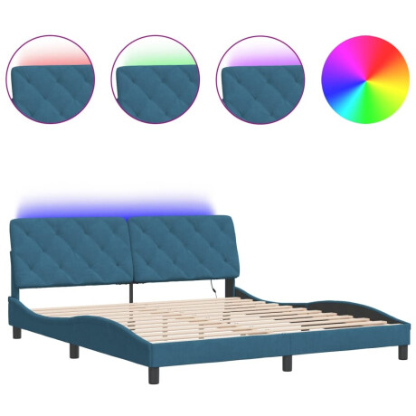 vidaXL Bedframe met LED zonder matras fluweel blauw 180x200 cm afbeelding2 - 1