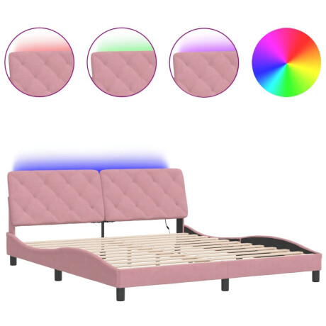 vidaXL Bedframe met LED zonder matras fluweel roze 180x200 cm afbeelding2 - 1